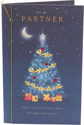 Blue Christmas Tree Design Partner Christmas Card